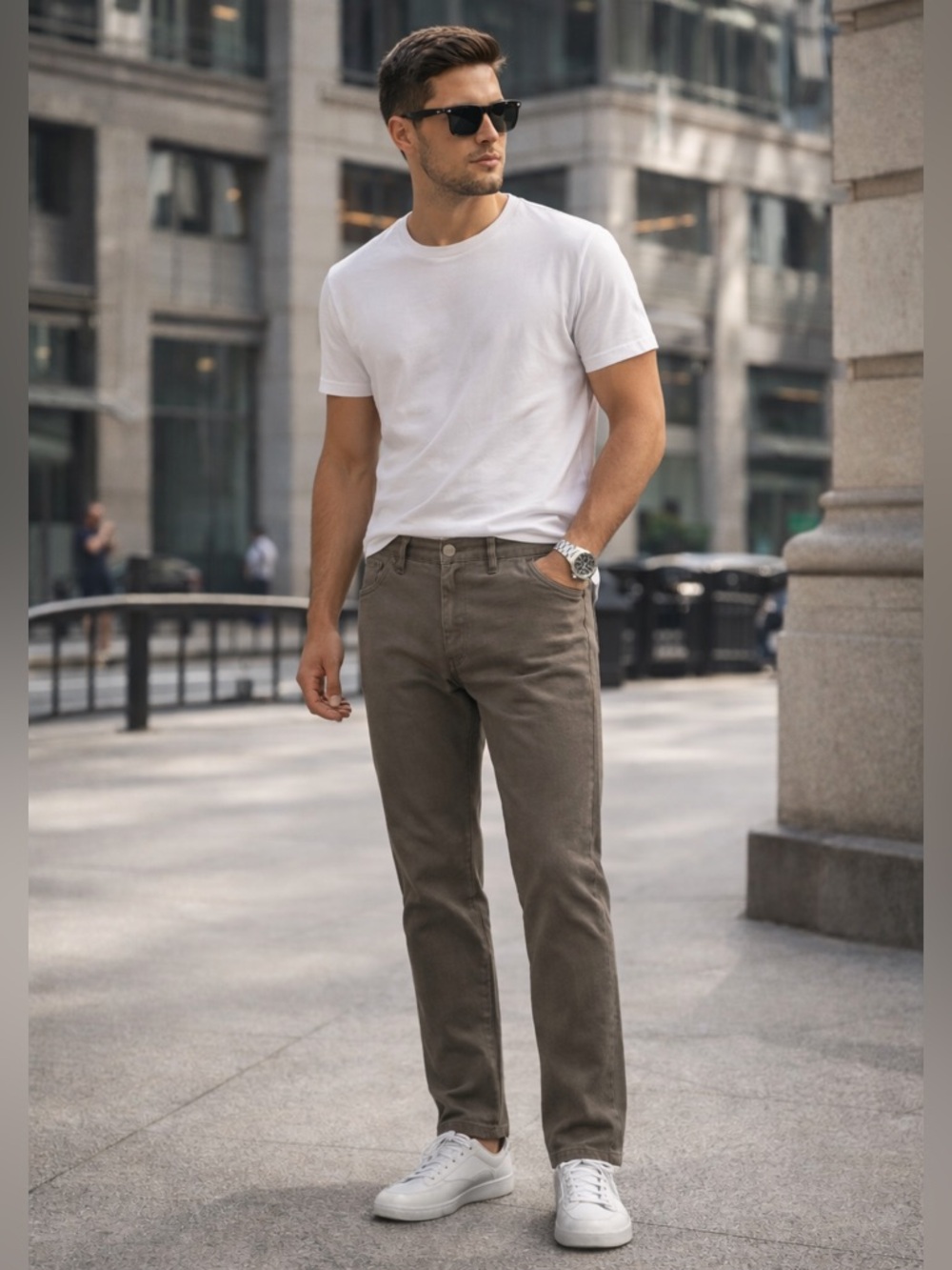 Versace Jeans Couture VJC Taupe Grey-Olive Slim Pants IT 44 / W30 Made in Italy